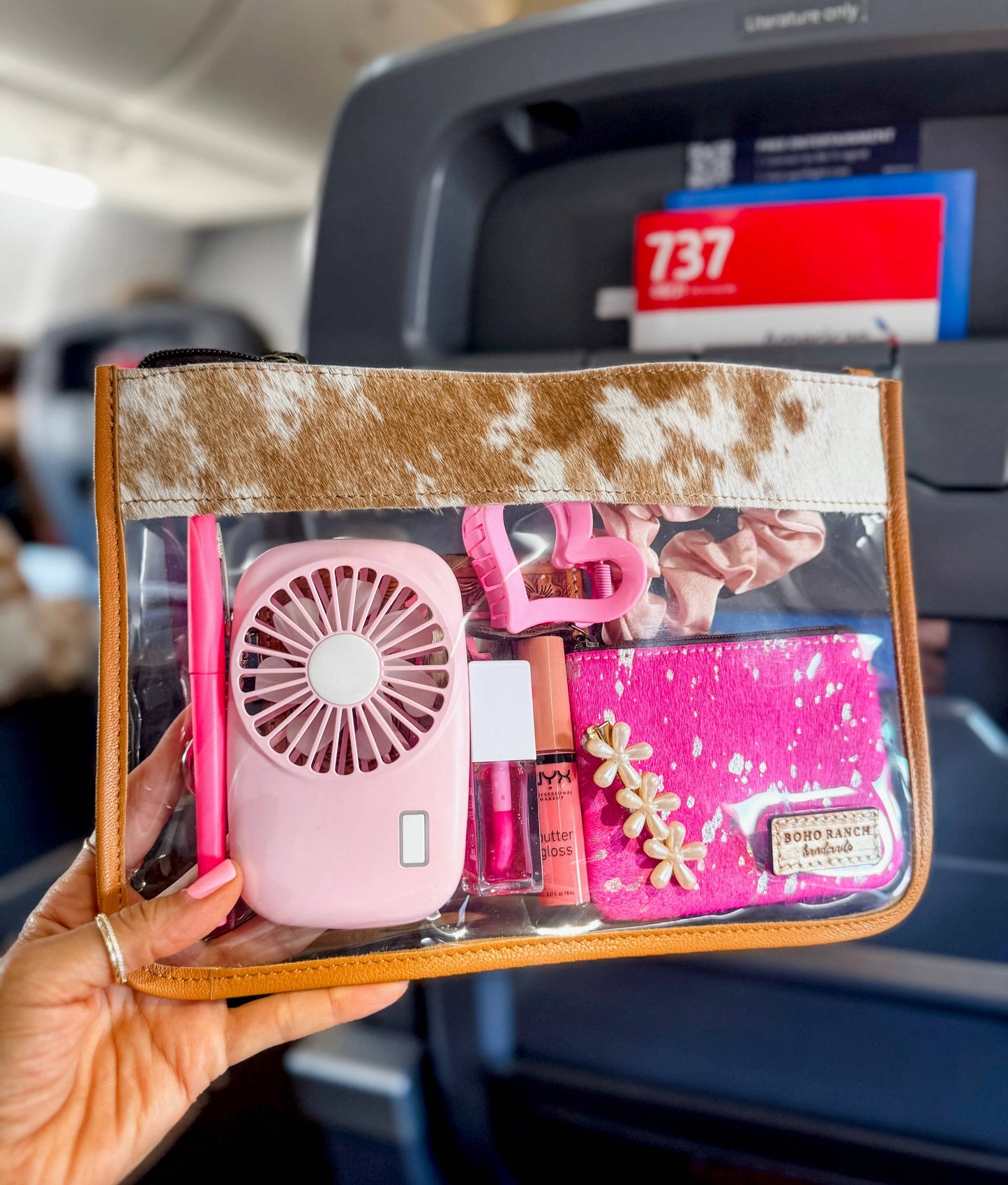 Cowhide Clear Travel Bag