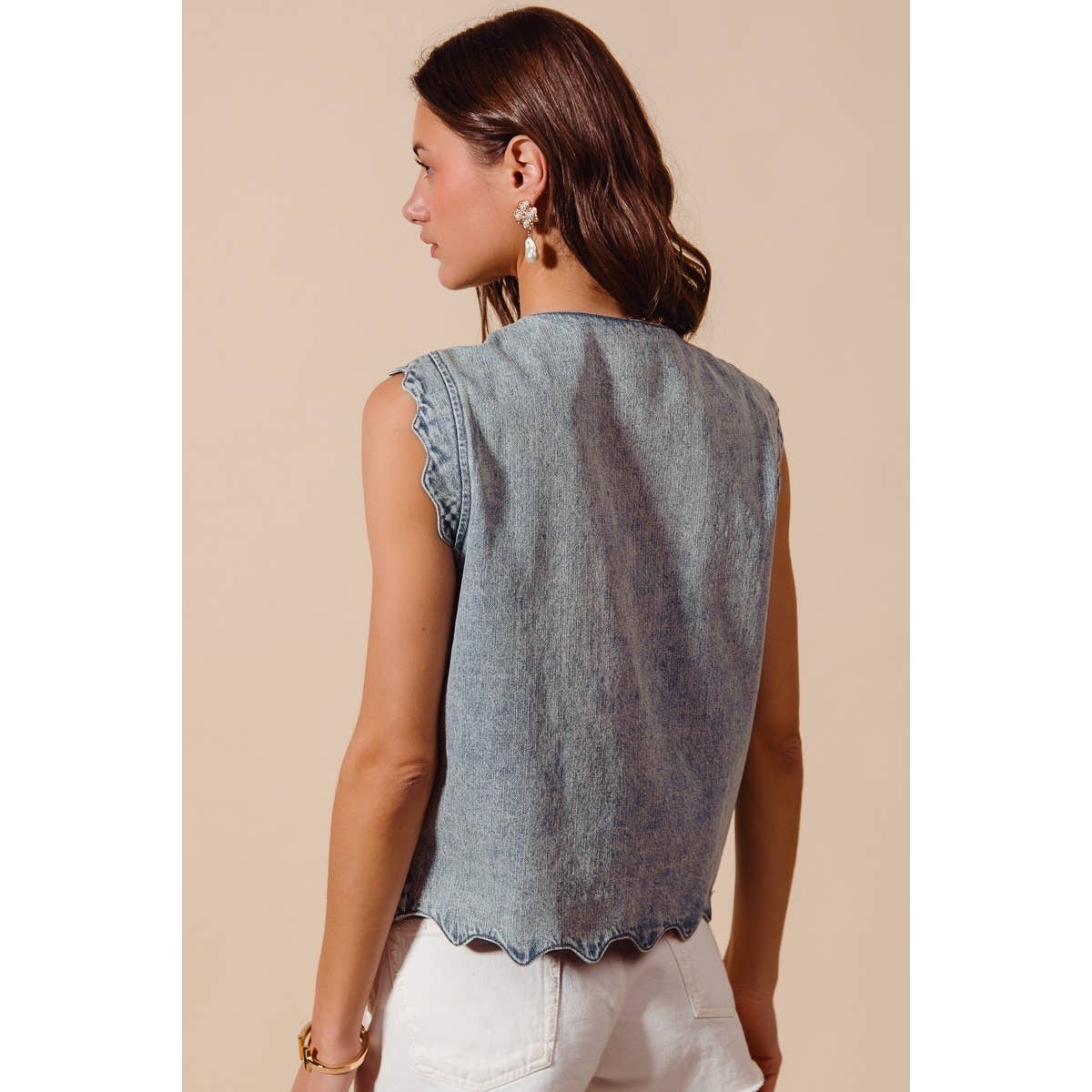 Tie Front Denim Vest
