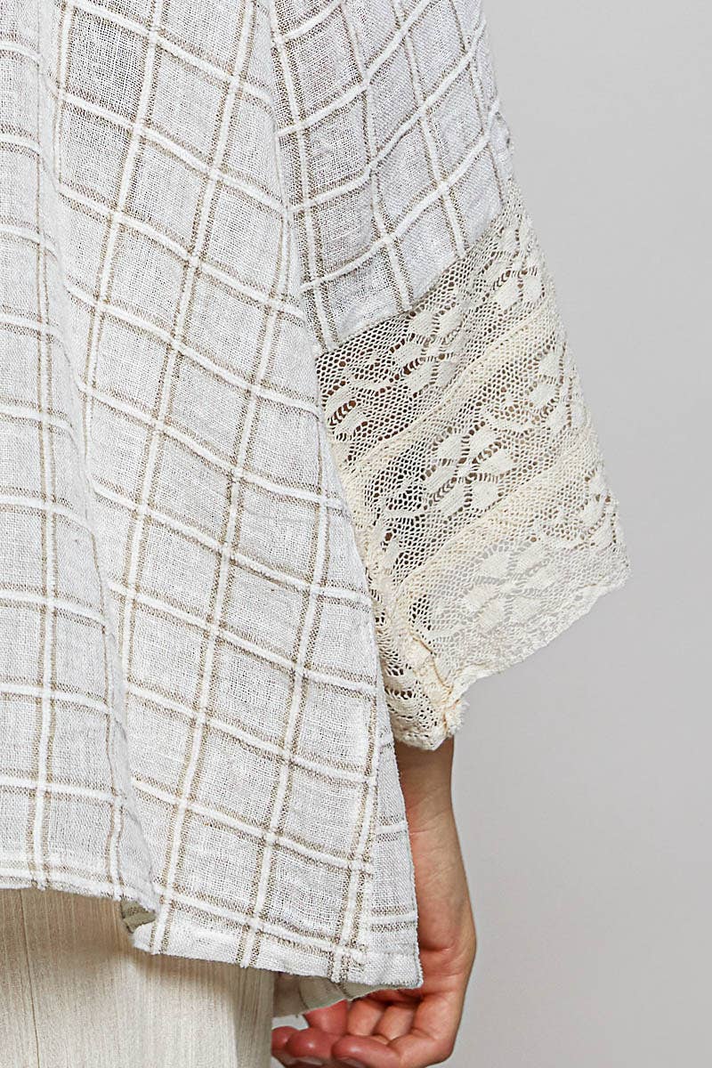 Plaid Lace Trim Top