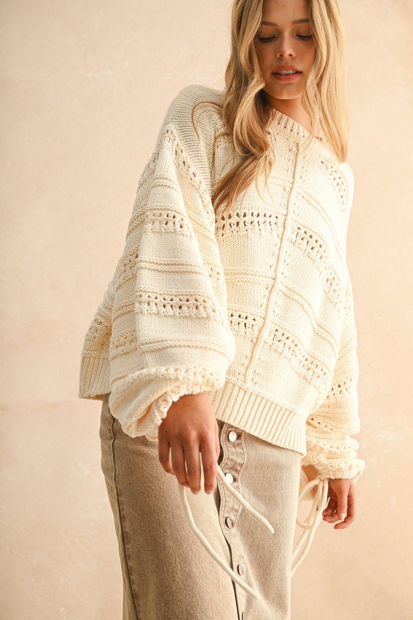 Ruched Sleeve Sweater