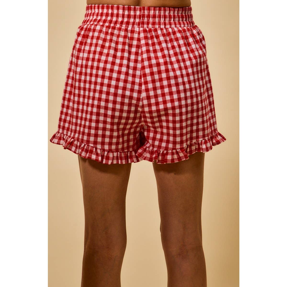 Red Gingham Ruffle Shorts