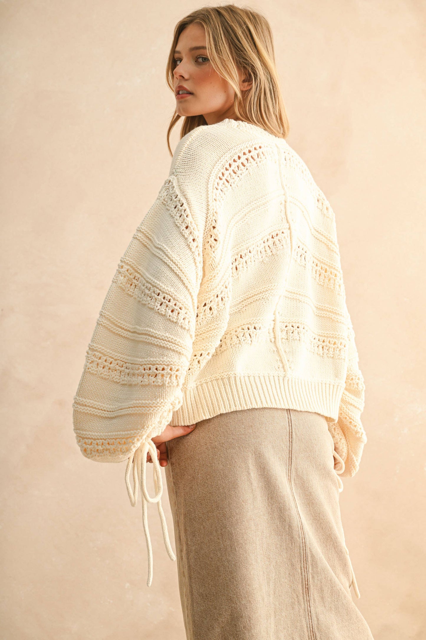 Ruched Sleeve Sweater