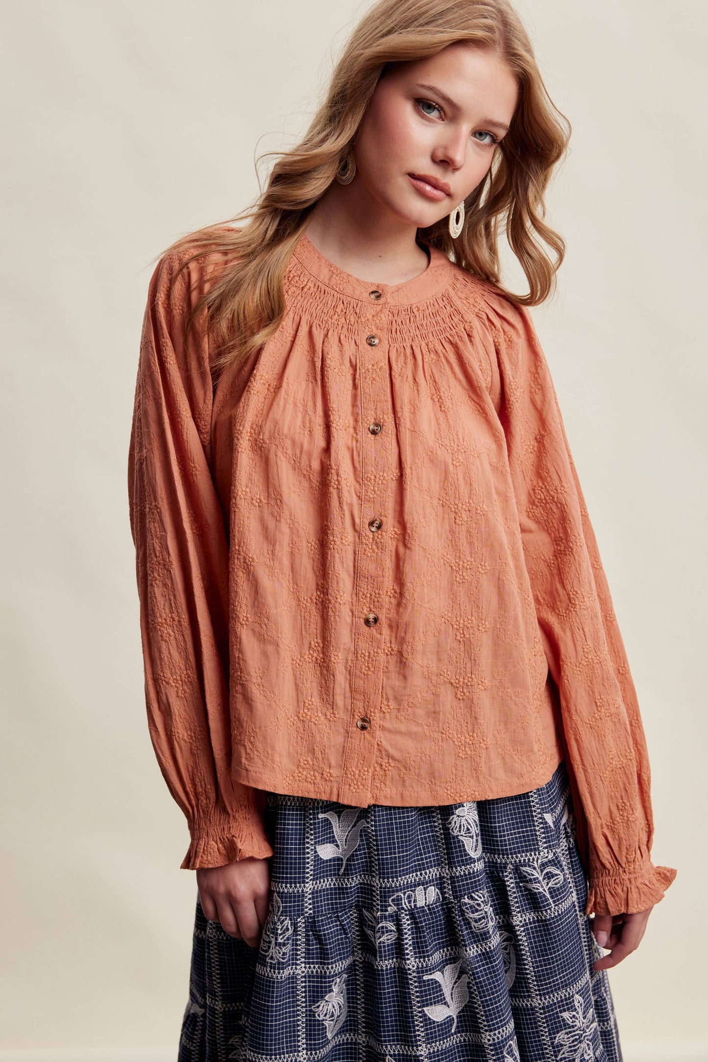 Embroidered Cotton Peasant Blouse
