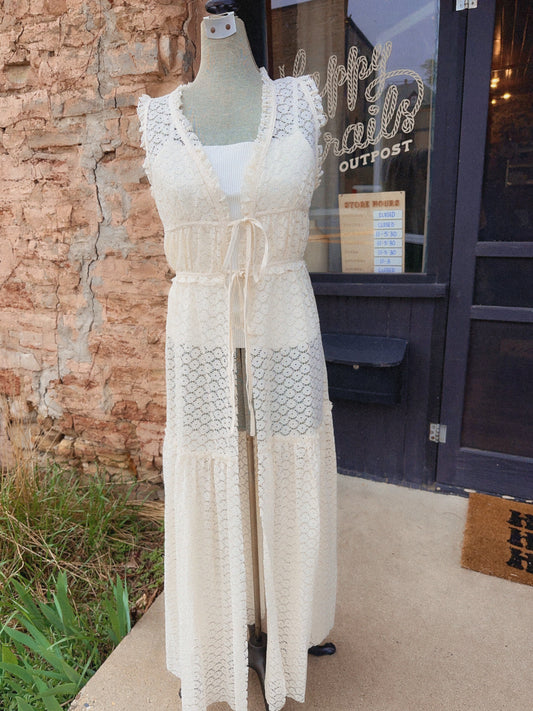 Sheer Crochet Lace Maxi Top