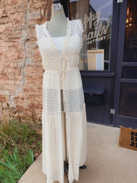 Sheer Crochet Lace Maxi Top
