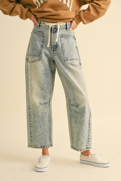 Washed Barrel Leg Jeans