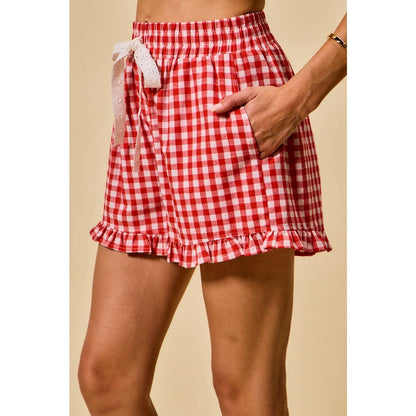 Red Gingham Ruffle Shorts