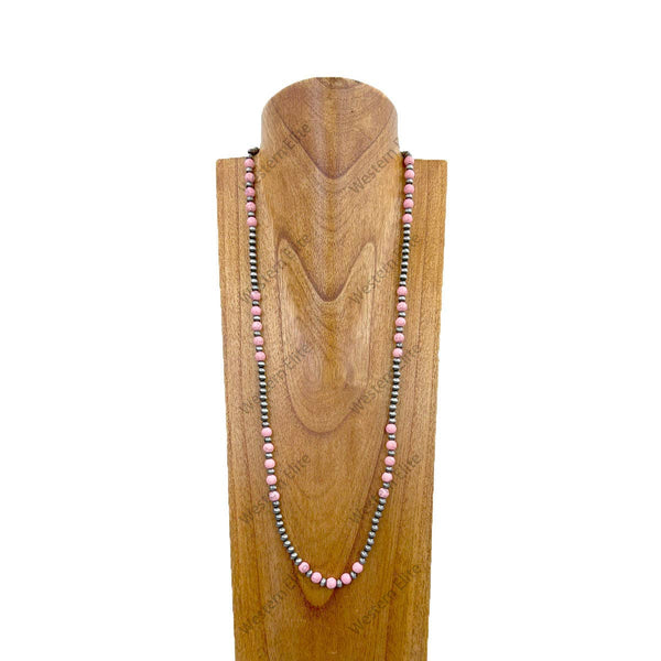 33” Navajo Pearls w/ Pink Stones