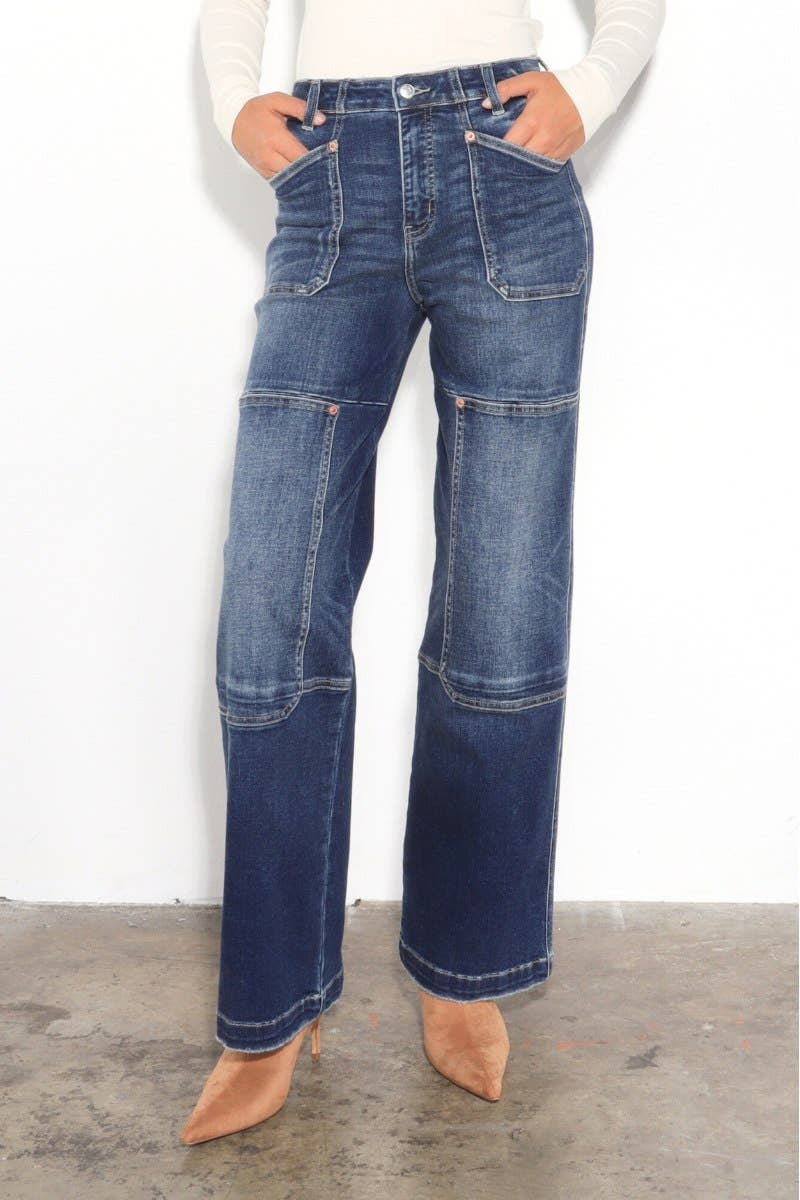 Wide Leg Patch Jeans