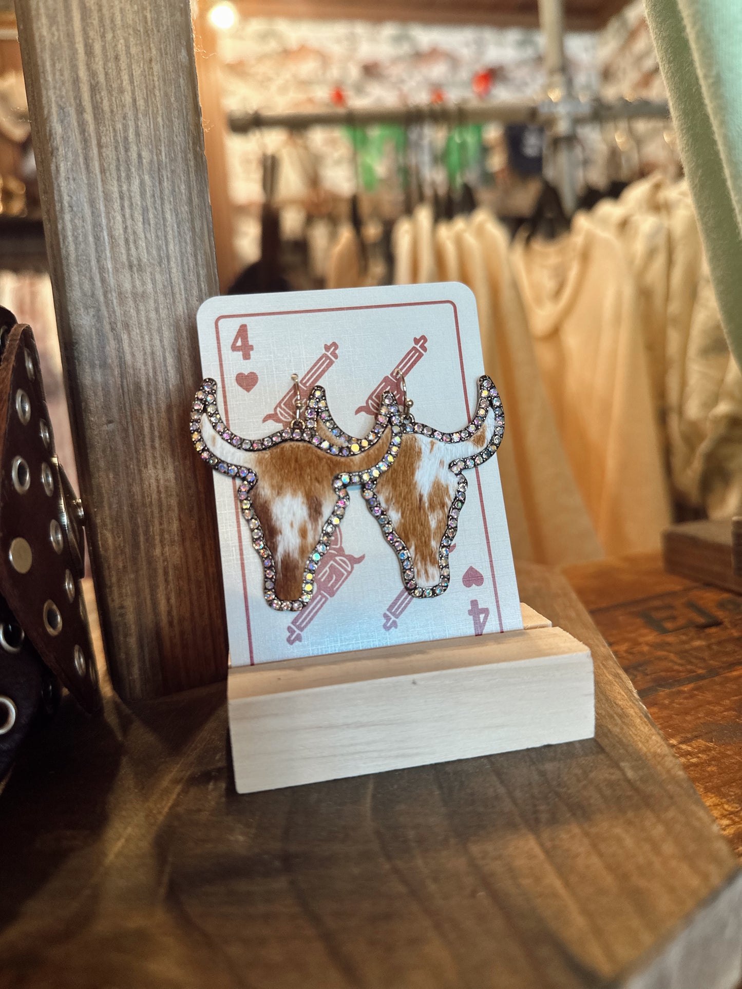 Cowhide Bling Steer Earrings