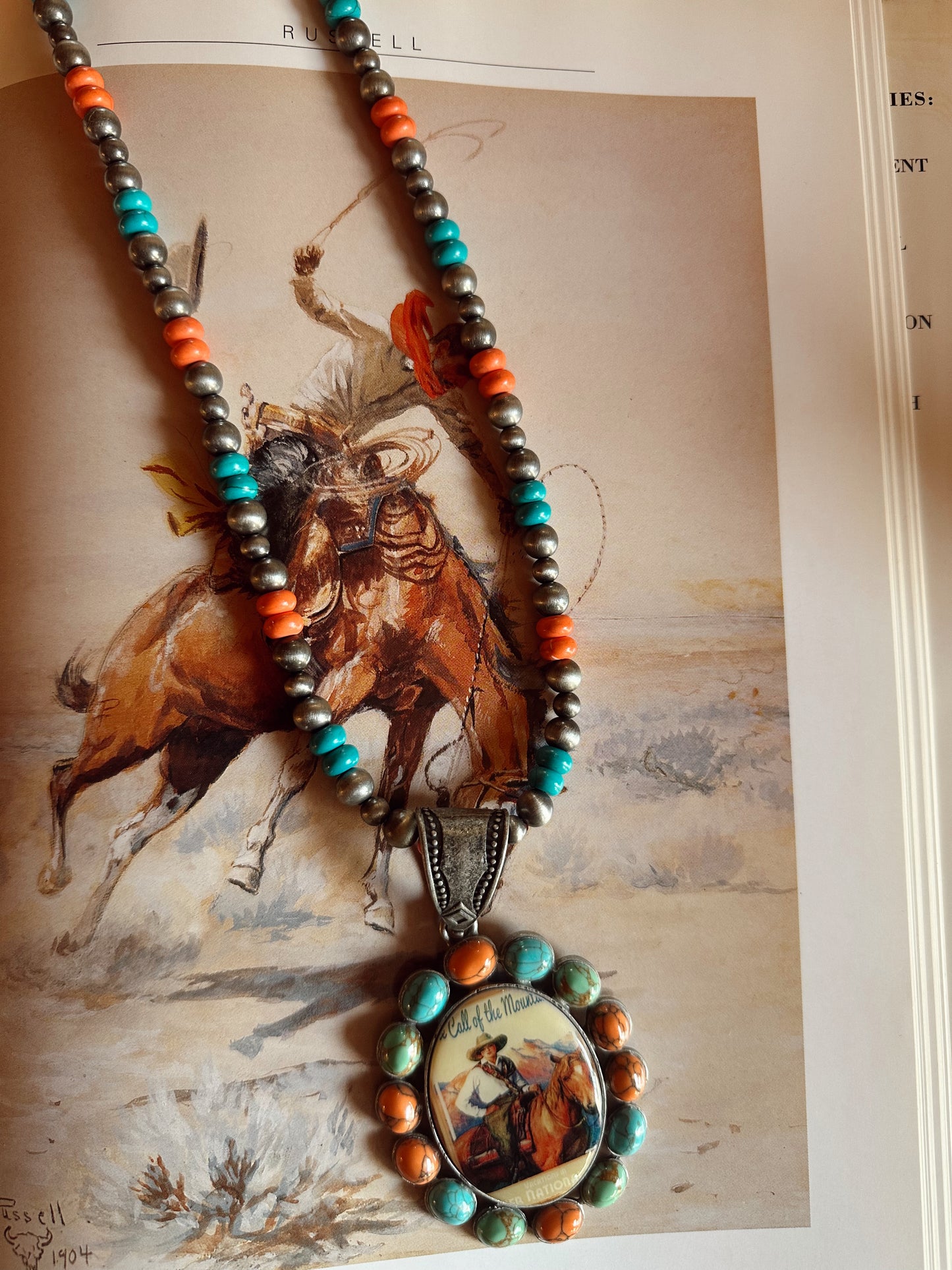Multi-Color Stone Necklace w/ Pendant