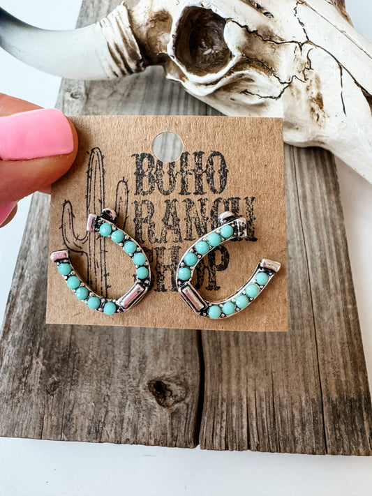 Turquoise Horseshoe Earrings