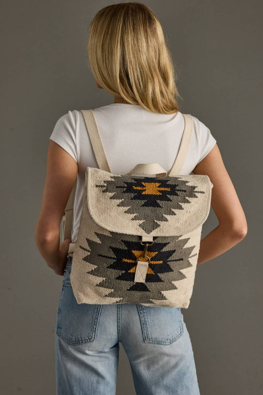 Cream, Slate, Black & Mustard Western Backpack