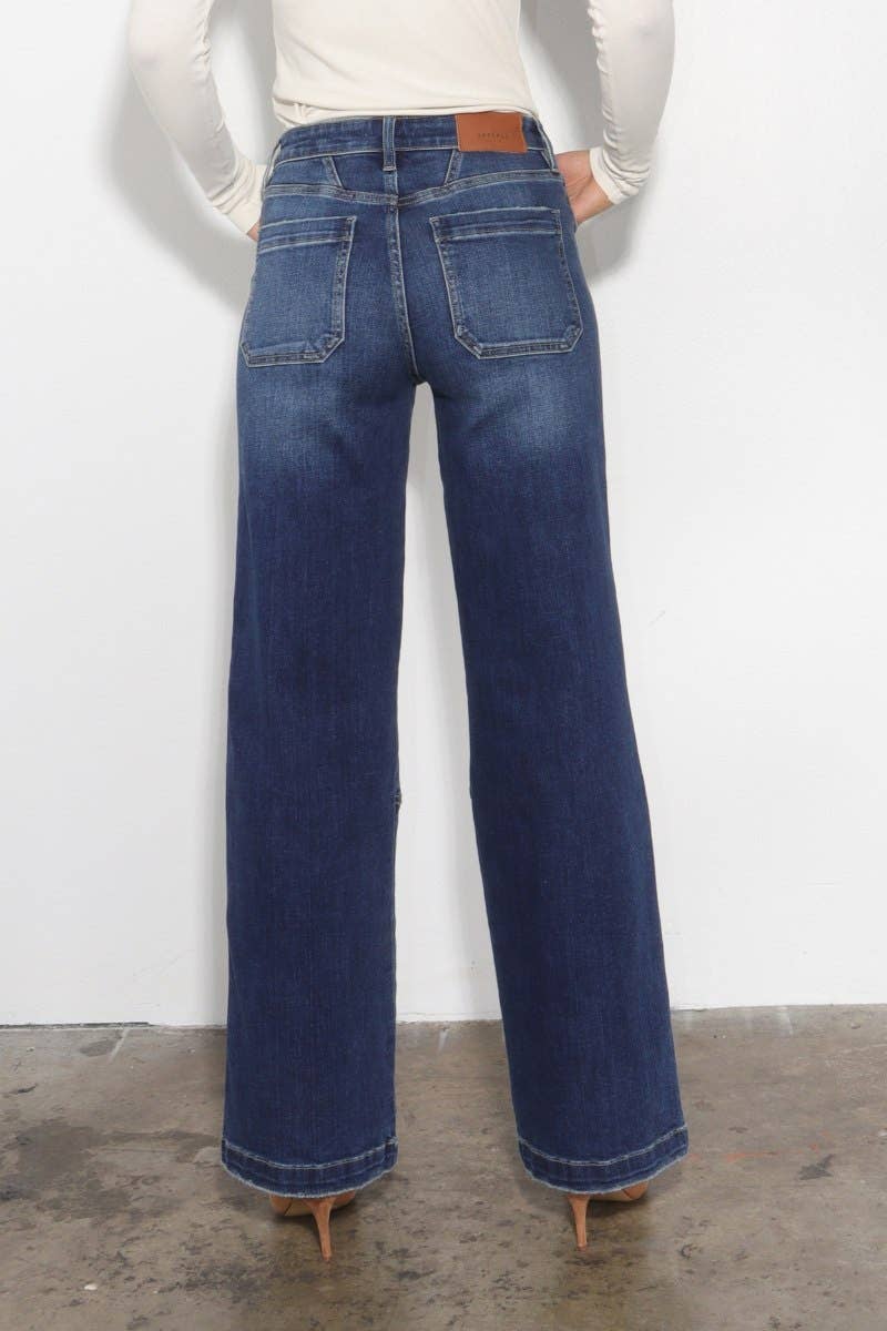 Wide Leg Patch Jeans