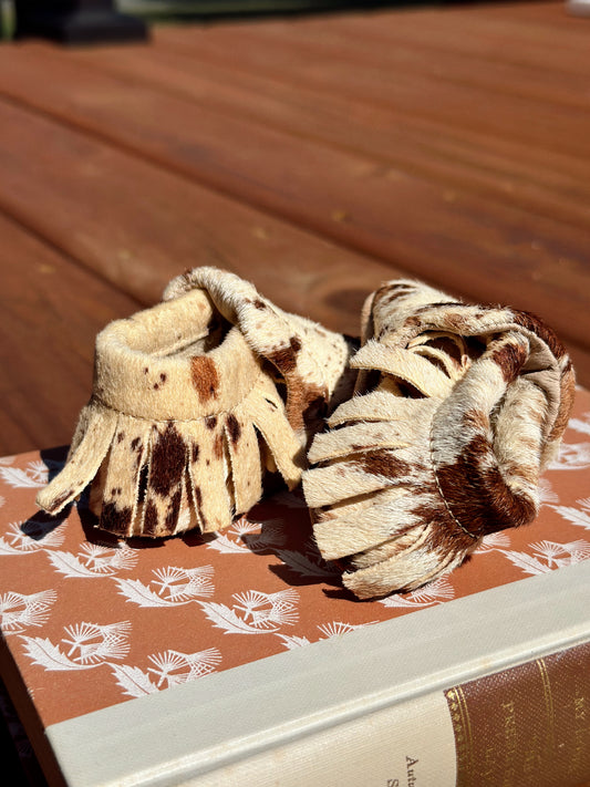 Baby Hair on Hide Moccasins