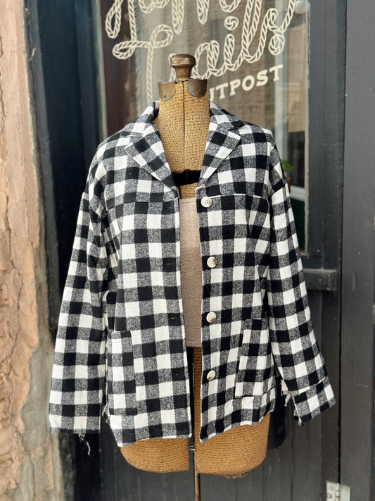 Black Plaid Fringe Jacket