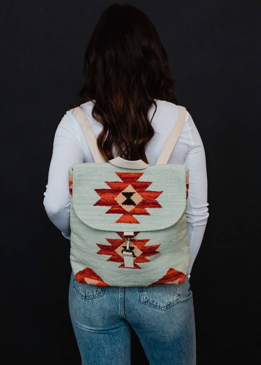 Mint & Multicolored Aztec Backpack