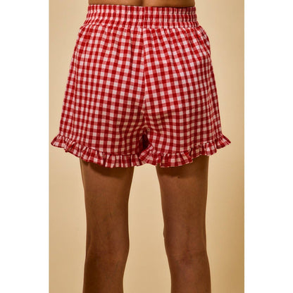 Red Gingham Ruffle Shorts