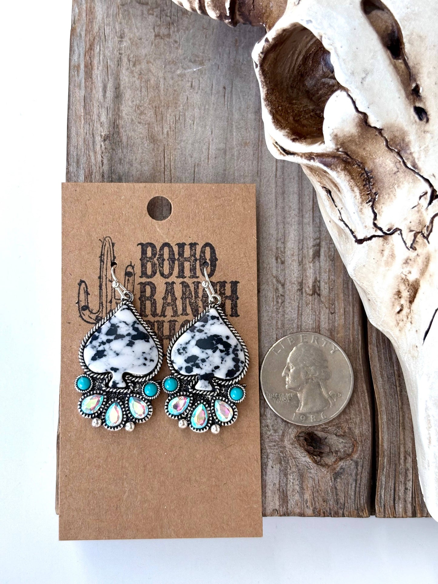 Black & White Spade Earrings