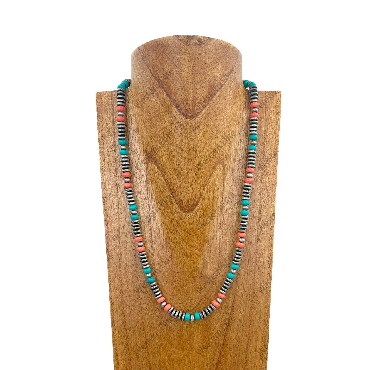 Orange & Turquoise Stone Necklace