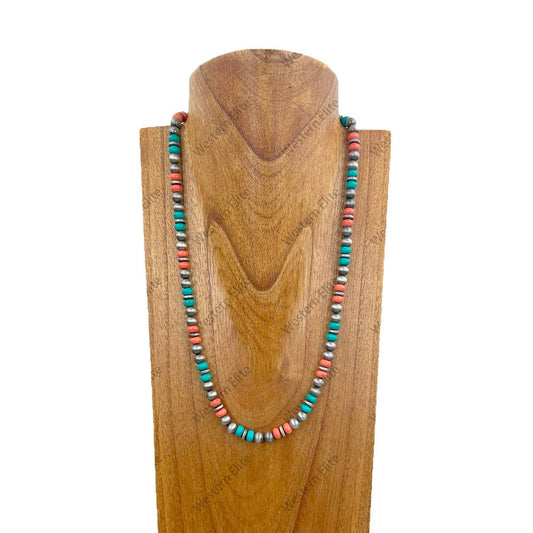 Orange & Turquoise Stone Necklace