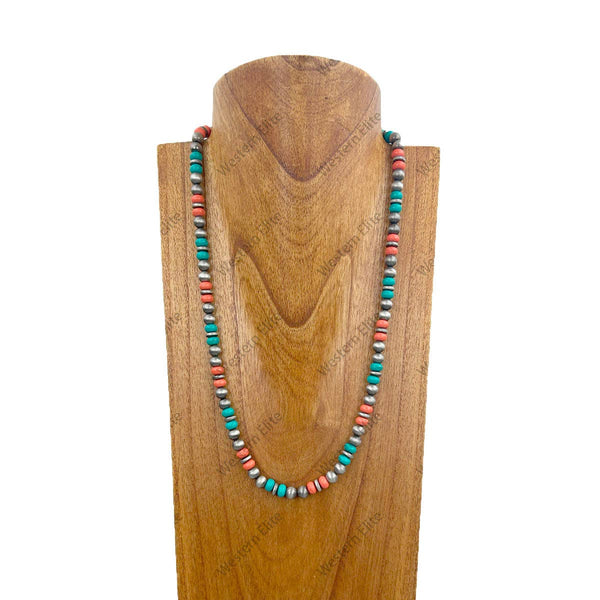 Orange & Turquoise Stone Necklace