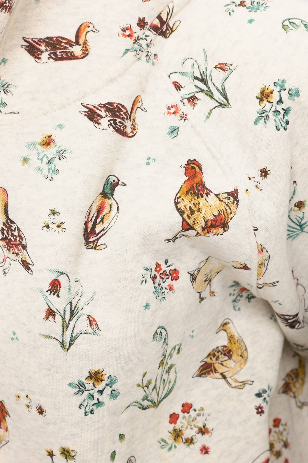 Chickens Floral Print Zip Up Hoodie