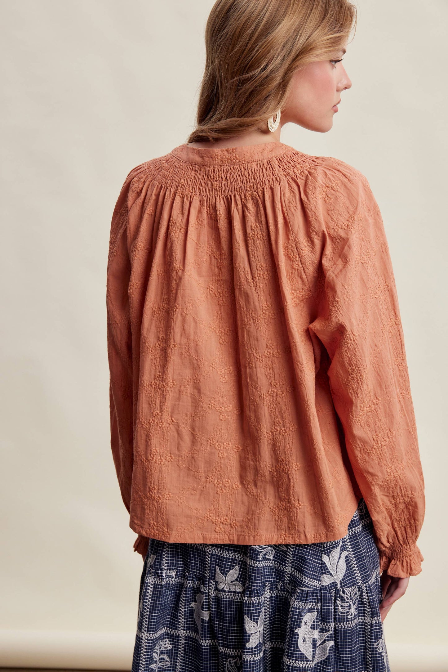 Embroidered Cotton Peasant Blouse