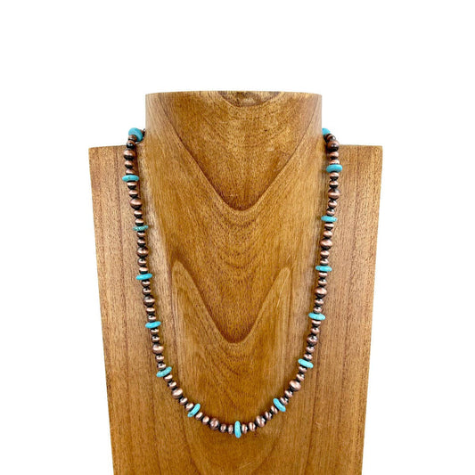 21” Navajo Pearls w/ Copper & Turq Stones