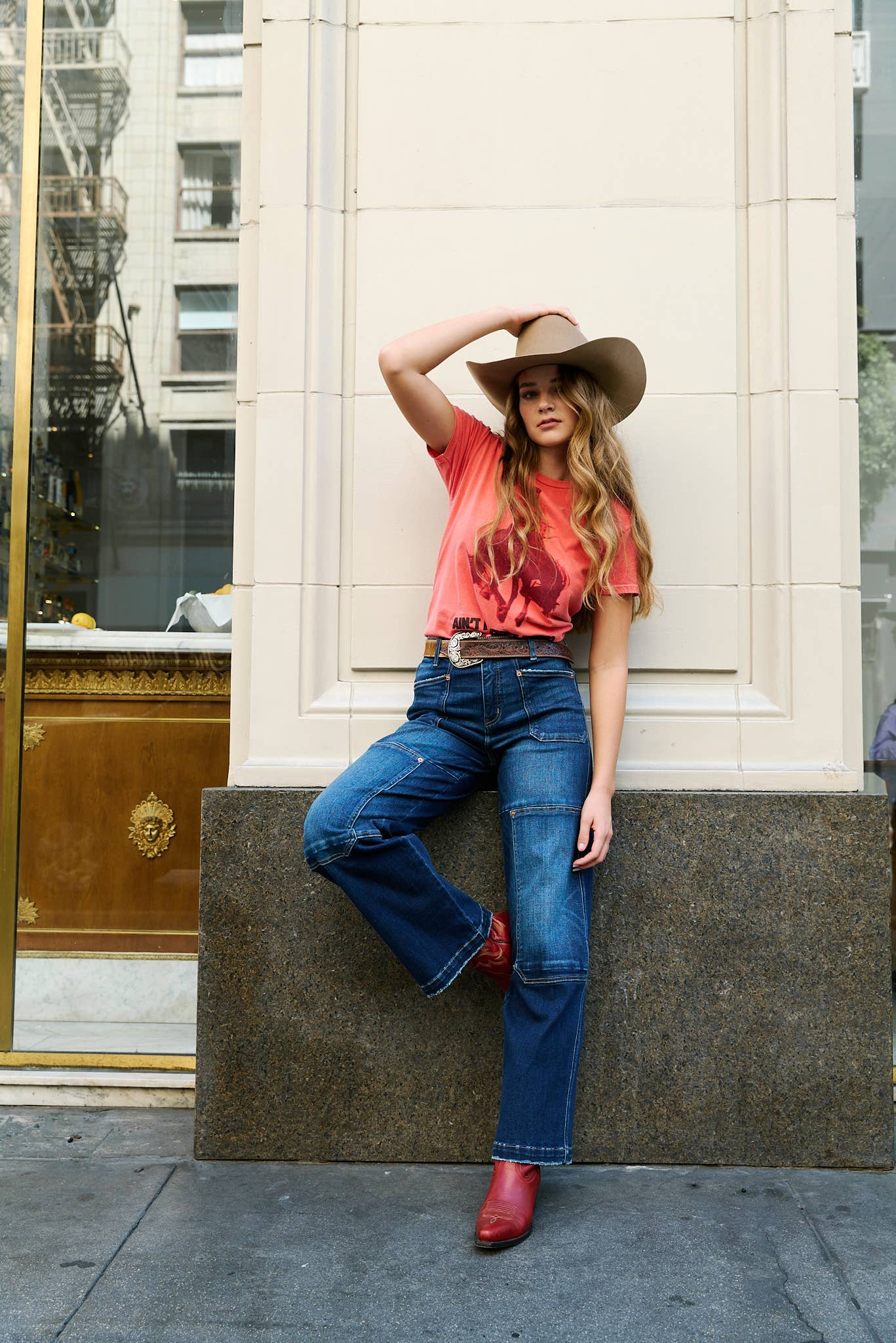 Wide Leg Patch Jeans