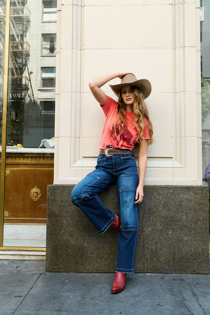 Wide Leg Patch Jeans