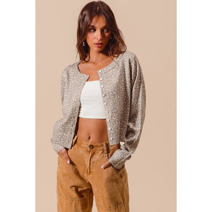Vintage Wash Leopard Cardigan