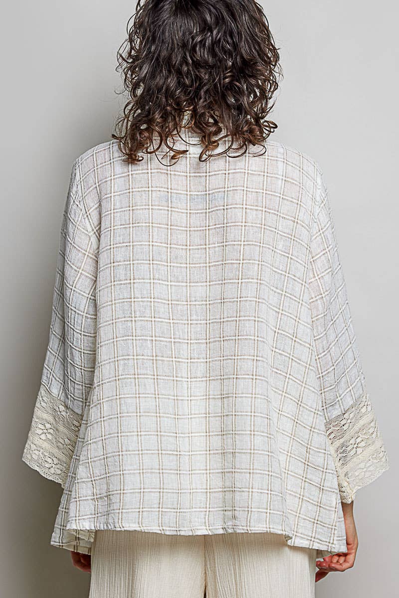 Plaid Lace Trim Top