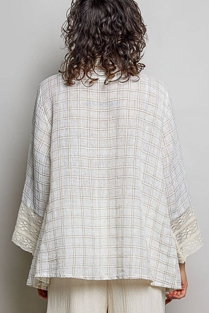 Plaid Lace Trim Top