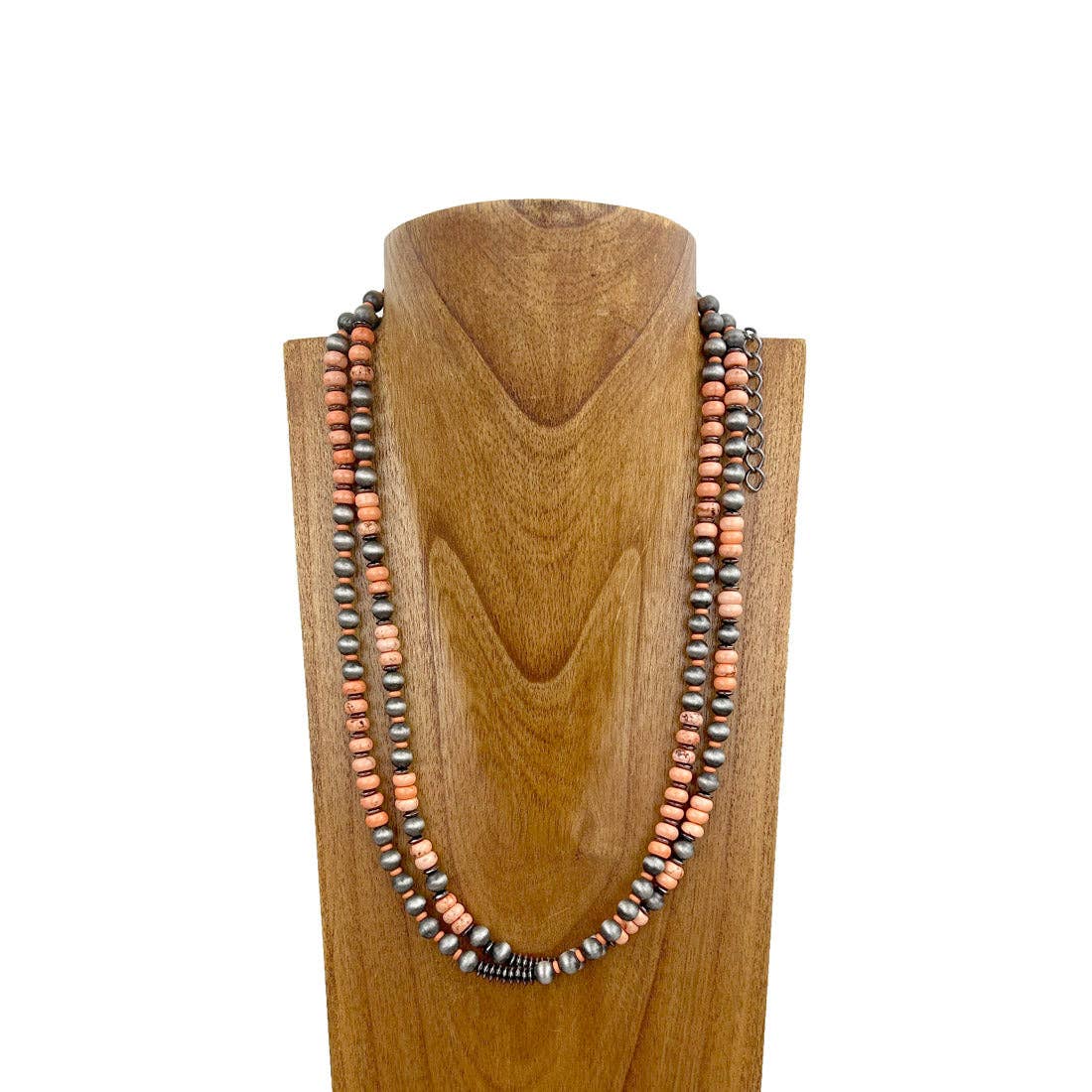 24” Navajo Pearls w/ Orange Beads