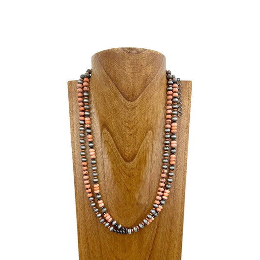 24” Navajo Pearls w/ Orange Beads