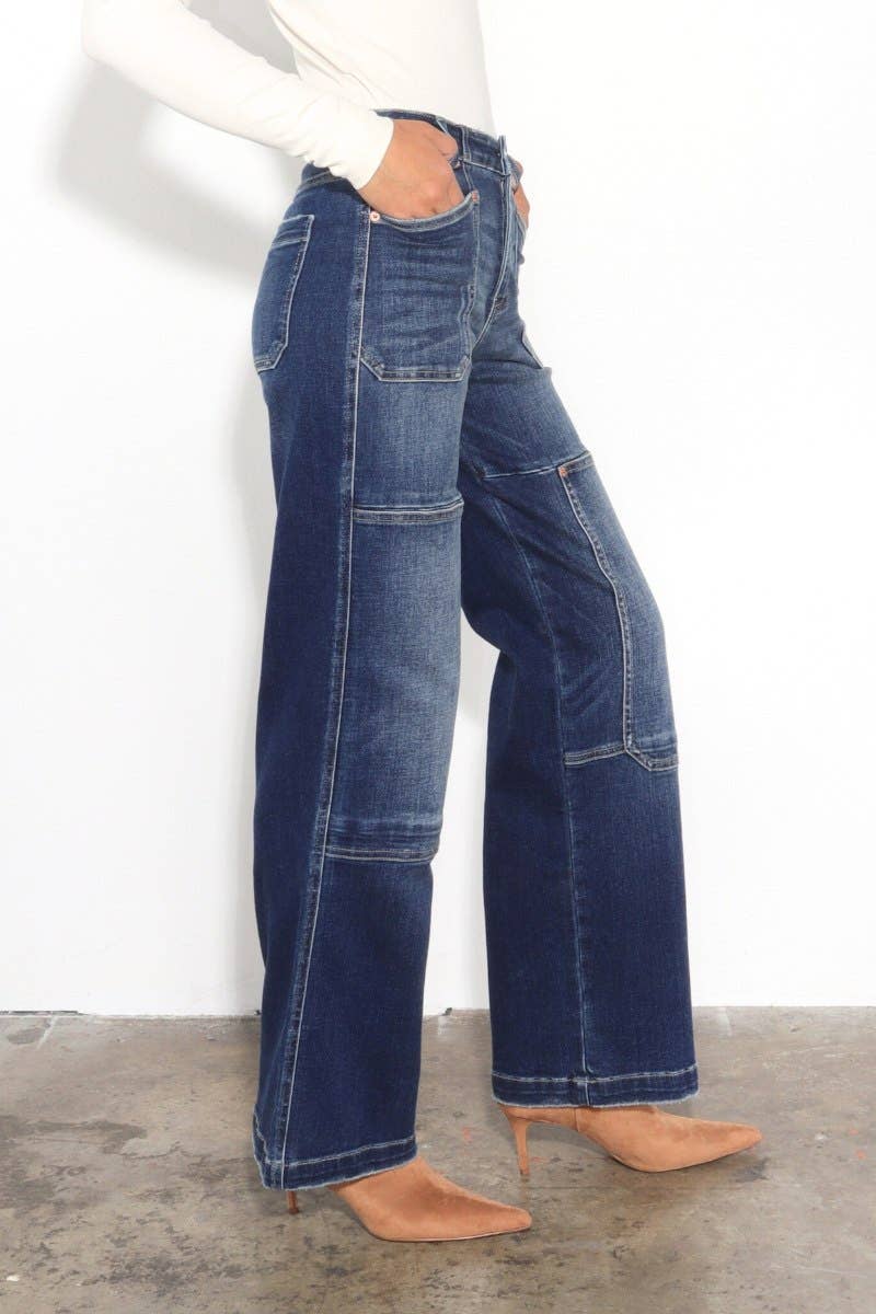 Wide Leg Patch Jeans