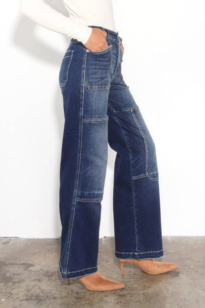 Wide Leg Patch Jeans