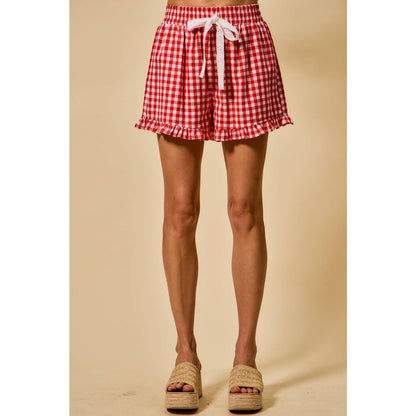 Red Gingham Ruffle Shorts