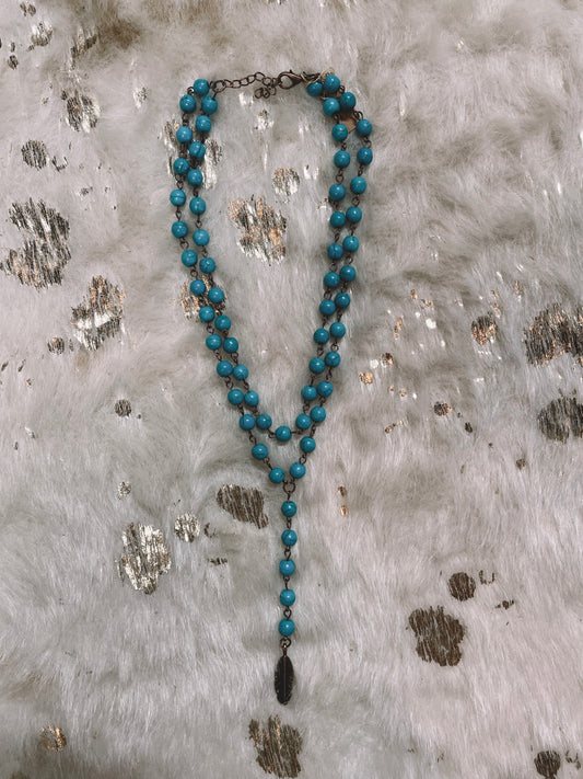 Double Strand Lariat Turquoise Necklace